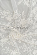 Romantischer floraler Spitzenstoff Off-White/ Braut Spitzenstoff/ florale Spitzenstickerei/ Blumenspitze mit Pailletten// L21-016NB
