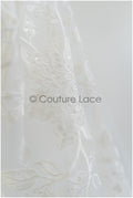 Romantischer floraler Spitzenstoff Off-White/ Braut Spitzenstoff/ florale Spitzenstickerei/ Blumenspitze mit Pailletten// L21-016NB