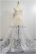 Bridal lace fabric off-white/ leaf lace fabric/ bridal floral lace/ gradient lace fabric// L21-043