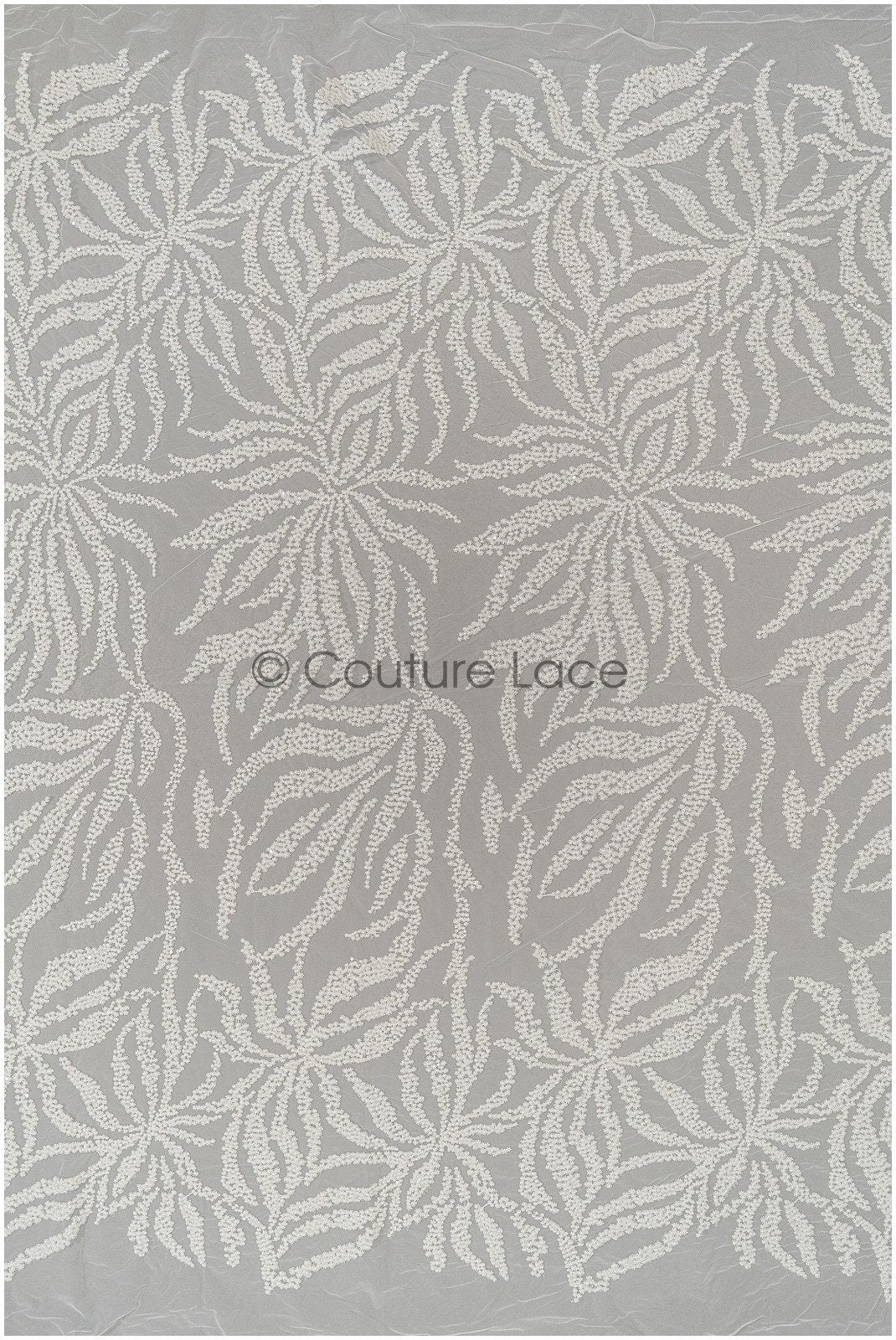 Bridal lace fabric off-white/ leaf lace fabric/ bridal floral lace with sequins/ snowflake lace fabric// L21-346CS
