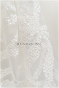 Bridal lace fabric off-white/ leaf lace fabric/ bridal floral lace with sequins/ snowflake lace fabric// L21-346CS