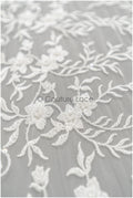 Perlen Brautspitzenstoff Off-White/ Spitzenstoff mit Perlen/ Braut Spitze/ floraler Spitzenstoff// L21-408