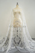 Luxury embroidered lace fabric/ bridal lace off-white/ wedding dress lace// L21-209NB