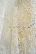 Luxury embroidered lace fabric/ bridal lace off-white/ wedding dress lace// L21-209NB
