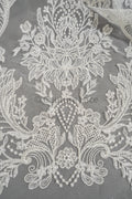 Luxury embroidered lace fabric/ bridal lace off-white/ wedding dress lace// L21-209NB