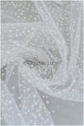 21.8 Yds/20-Meter BOLT - very soft tulle with snowflakes, off-white tulle with dots, snowflake tulle, flock tulle fabric// R-177-W Bolt 21,8YDS 