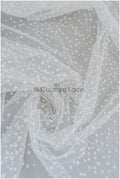 21.8 Yds/20-Meter BOLT - very soft tulle with snowflakes, off-white tulle with dots, snowflake tulle, flock tulle fabric// R-177-W Bolt 21,8YDS 
