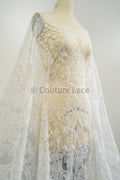 Luxury embroidered lace fabric/ bridal lace off-white/ wedding dress lace// L21-209NB