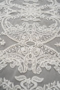 Luxury embroidered lace fabric/ bridal lace off-white/ wedding dress lace// L21-209NB