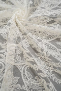 Luxury embroidered lace fabric/ bridal lace off-white/ wedding dress lace// L21-209NB