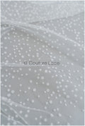 21.8 Yds/20-Meter BOLT - very soft tulle with snowflakes, off-white tulle with dots, snowflake tulle, flock tulle fabric// R-177-W Bolt 21,8YDS 