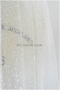 21.8 Yds/20-Meter BOLT - very soft tulle with snowflakes, off-white tulle with dots, snowflake tulle, flock tulle fabric// R-177-W Bolt 21,8YDS 