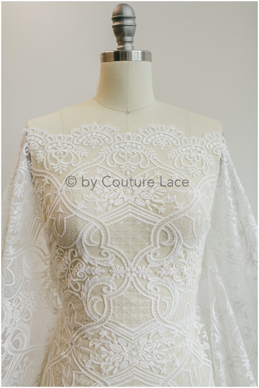 Baumwolle Artdeco Hochzeitskleid Spitze/ Braut Spitzenstoff Off-White/ französischer Spitzenstoff// L19-272