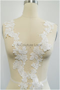 Flower lace trim off-white/ bridal lace trim/embroidered lace trim/ elegant bridal lace/ flower lace trim// T21-143