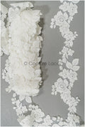 Flower lace trim off-white/ bridal lace trim/embroidered lace trim/ elegant bridal lace/ flower lace trim// T21-143