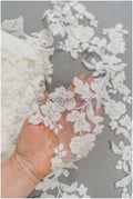Pearl lace trim off-white/ bridal veil lace trim/ embroidered lace trim// T21-144