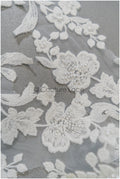 Pearl lace trim off-white/ bridal veil lace trim/ embroidered lace trim// T21-144