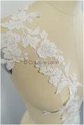 Pearl lace trim off-white/ bridal veil lace trim/ embroidered lace trim// T21-144
