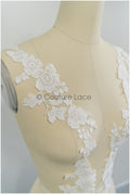 Floral lace trim off-white/ bridal lace trim/ embroidered lace trim/ elegant bridal lace/ floral lace// T21-145