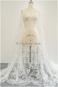 Blumen Spitzenstoff Off-White/ Braut Spitze/ Hochzeitskleid Spitzenstoff/ bestickter Spitzenstoff/ Spitzenschleier// L21-149C