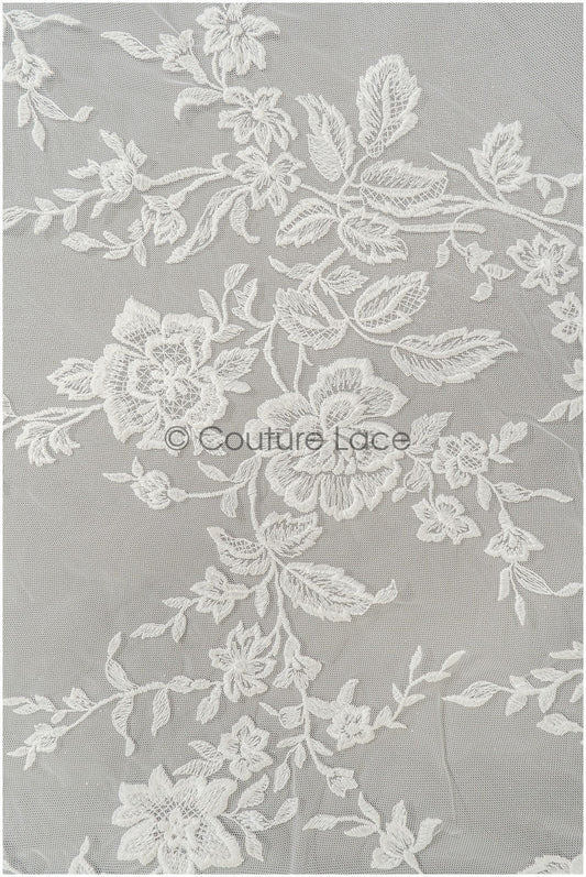 Blumen Spitzenstoff Off-White/ Braut Spitze/ Hochzeitskleid Spitzenstoff/ bestickter Spitzenstoff/ Spitzenschleier// L21-149C