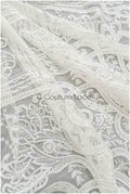 Boho lace fabric off-white/ bridal lace with sequins/ boho bridal lace fabric/ geometric sequin lace/ boho wedding dress// L21-206RY
