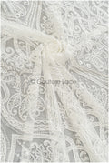 Boho lace fabric off-white/ bridal lace with sequins/ boho bridal lace fabric/ geometric sequin lace/ boho wedding dress// L21-206RY
