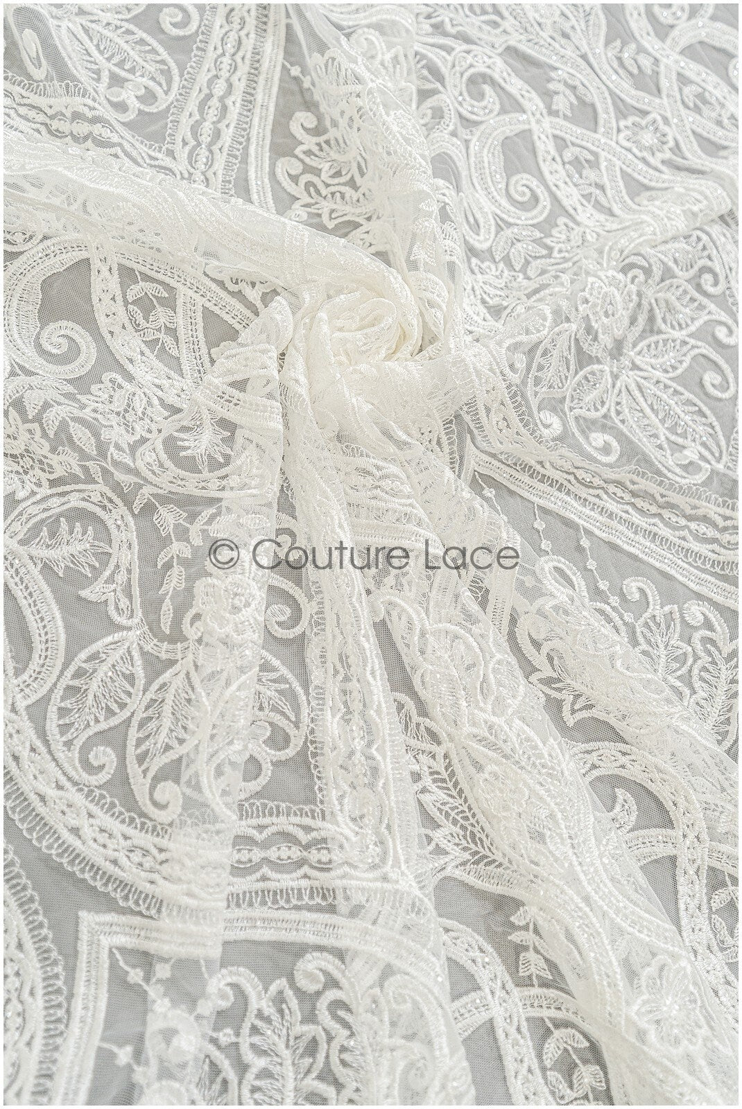 Boho lace fabric off-white/ bridal lace with sequins/ boho bridal lace fabric/ geometric sequin lace/ boho wedding dress// L21-206RY