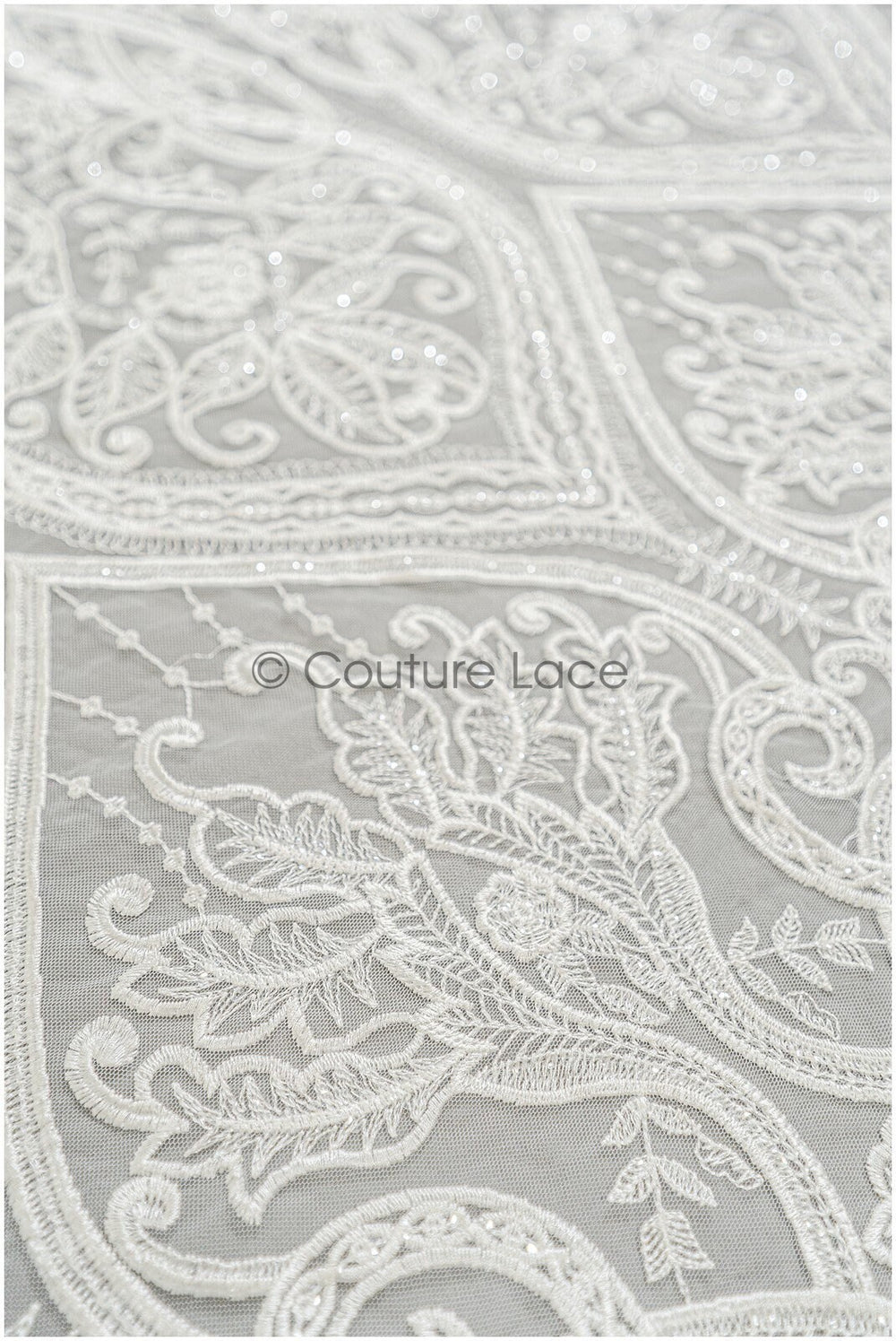 Boho lace fabric off-white/ bridal lace with sequins/ boho bridal lace fabric/ geometric sequin lace/ boho wedding dress// L21-206RY