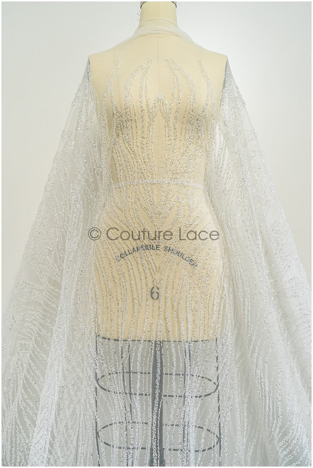 Schwere Perlen Brautspitze Off-White/ Couture Spitzenstoff mit Perlen/ Hochzeitskleid Spitze/ Designer Couture Spitze/ Streifen Spitzenstoff// L19-108