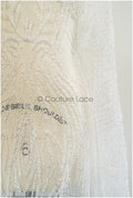 1.4 yds - Beaded Lace Fabric Off-White/ Lace for Wedding Dress/ Beaded Lace/ Bridal Lace// L20-352