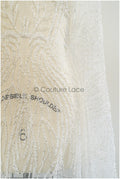 Brautspitze mit Perlen/ Couture Spitzenstoff Off-White/ schwere Hochzeitsspitze/ Designer Couture Spitze/ Brautspitze// L20-352