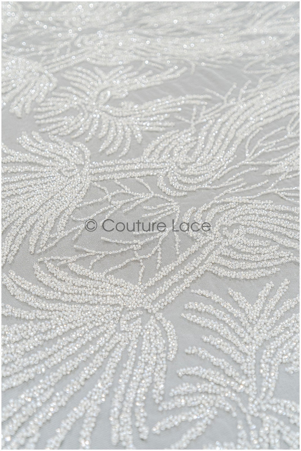 1.4 yds - Beaded Lace Fabric Off-White/ Lace for Wedding Dress/ Beaded Lace/ Bridal Lace// L20-352