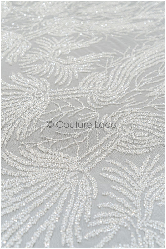 1.4 yds - Perlen Spitzenstoff Off-White/ Spitze für Brautkleid/ Perlen Spitze/ Braut Spitze// L20-352
