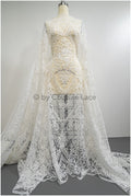 Bridal lace fabric off-white/ crocheted wedding lace/ boho lace fabric/ french bridal lace/ boho lace fabric// L21-366