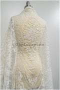 Bridal lace fabric off-white/ crocheted wedding lace/ boho lace fabric/ french bridal lace/ boho lace fabric// L21-366