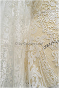 Bridal lace fabric off-white/ crocheted wedding lace/ boho lace fabric/ french bridal lace/ boho lace fabric// L21-366