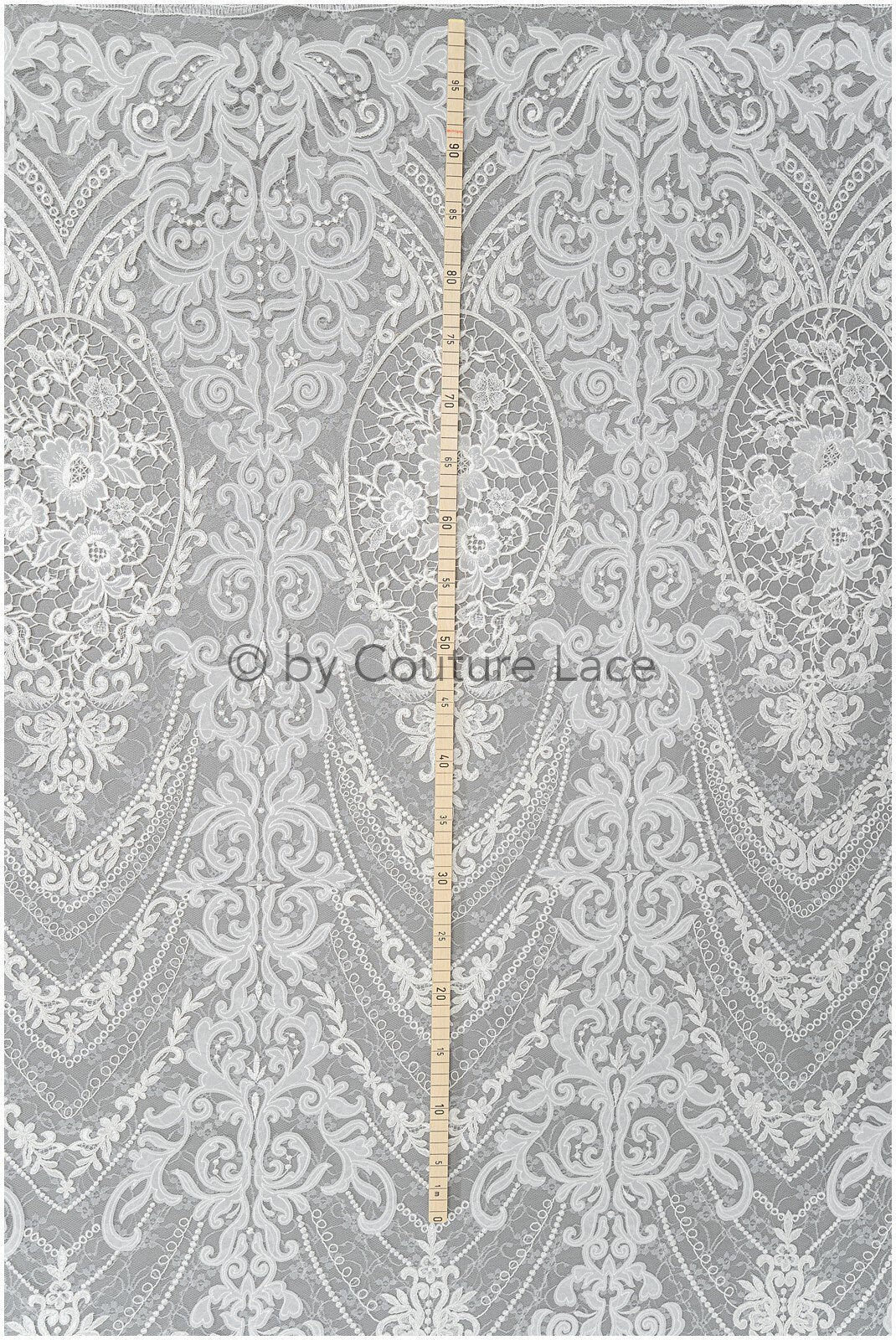 Bridal lace fabric off-white/ crocheted wedding lace/ boho lace fabric/ french bridal lace/ boho lace fabric// L21-366