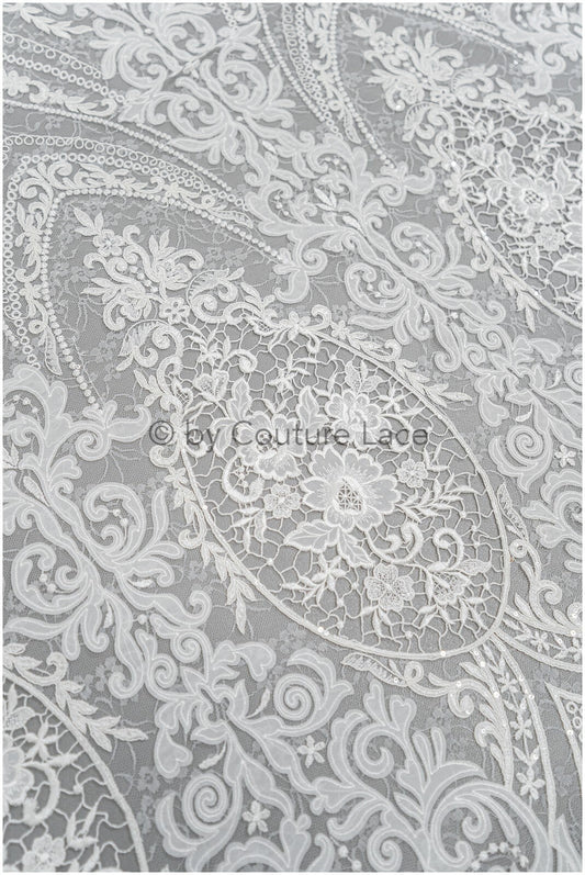 Braut Spitzenstoff Off-White/ gehäkelte Hochzeit Spitze/ Boho Spitzenstoff/ französische Braut Spitze/ Boho Spitzenstoff// L21-366
