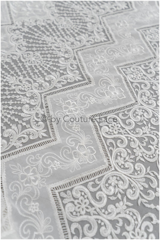 Luxus Spitzenstoff Off-White/ französische Brautspitze/ moderner verzierter Spitzenstoff/ Couture Braut Spitzenstoff/ Boho Spitzenstoff// L21-365