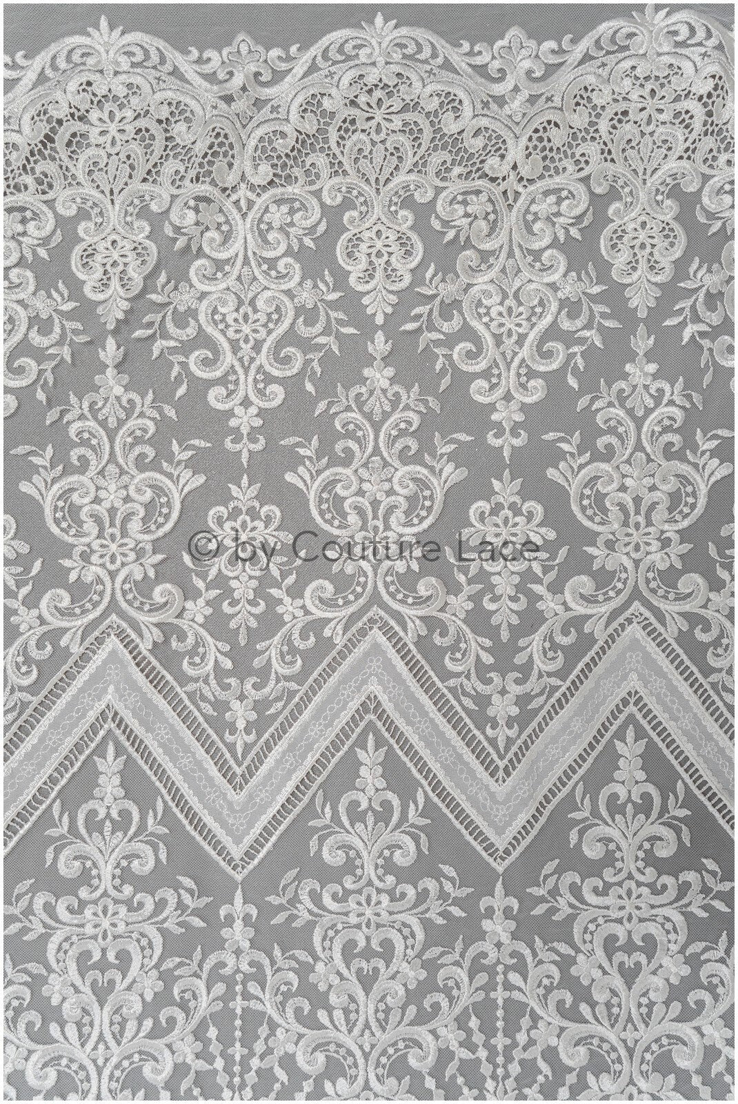 Luxury lace fabric off-white/ French bridal lace/ modern embellished lace fabric/ couture bridal lace fabric/ boho lace fabric// L21-365