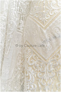 Luxus Spitzenstoff Off-White/ französische Brautspitze/ moderner verzierter Spitzenstoff/ Couture Braut Spitzenstoff/ Boho Spitzenstoff// L21-365