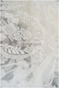 1.2yds Geometric floral lace/ embroidered floral lace off-white/ bridal lace/ soft boho lace fabric/ bridal lace fabric// L21-097C