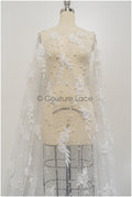 Handgefertigte Brautspitze Off-White/ 3D Blumen Spitzenstoff/ Perlen Spitze/ Designer Couture Spitze/ Braut Spitze// L21-015N