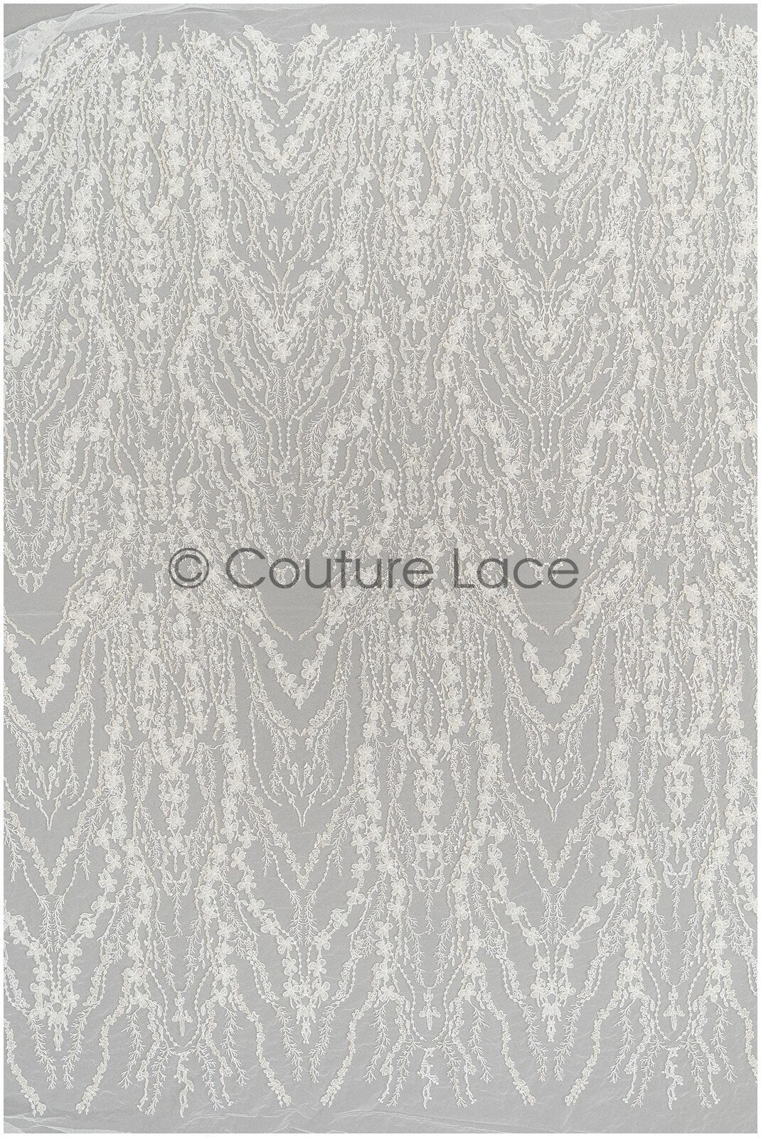 3D flower lace fabric/ pearl bridal lace fabric/ romantic floral lace fabric with 3D flowers // L21-024NBF