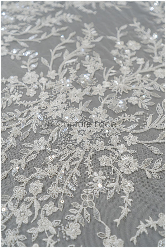 Perlen Brautspitze/ Blumen Couture Spitze Stoff/ Perlen Hochzeit Spitze/ Designer Couture Spitze/ Blumen Perlen Spitze// L21-176N