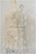 Handgefertigte Brautspitze mit 3D Blüten/ 3D Blüten Spitze Stoff/ Hochzeitskleid Spitze/ Couture Spitze// L21-049N