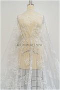 Magnolien Spitzenstoff Off-White/ bestickte Blütenspitze/ Hochzeitskleid Spitze/ weicher Magnolien Spitzenstoff/ Braut Spitzenstoff// L21-045