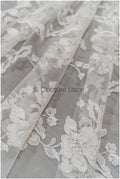 Floral leaf lace fabric/ embroidered floral lace off-white/ wedding dress lace/ soft floral lace fabric/ bridal lace// L21-046N