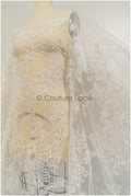 Romantischer Blumen Spitzenstoff/ bestickte Blumenspitze Off-White/ Hochzeitskleid Spitze/ Rosen Spitzenstoff/ Braut Spitze// L21-031N